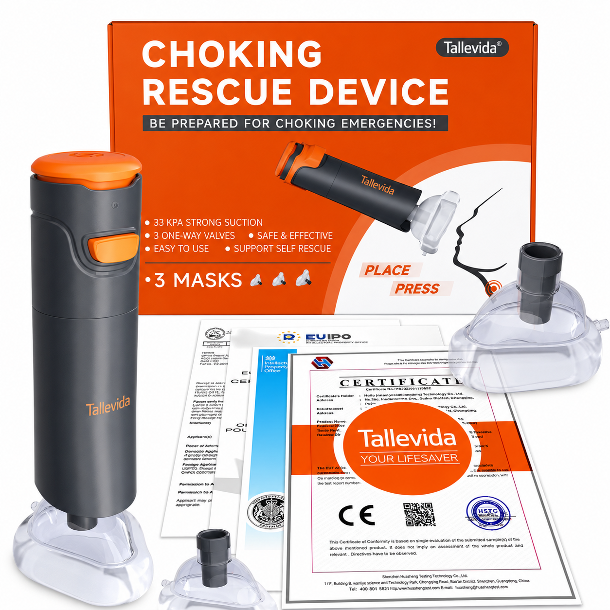 Portable Choking Rescue Device with 3 Masks